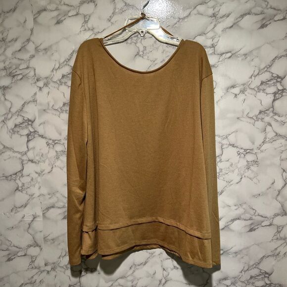 1.state Women's Long Sleeve Tie Back Cozy Knit Top in WILD OAK - Picture 3 of 9